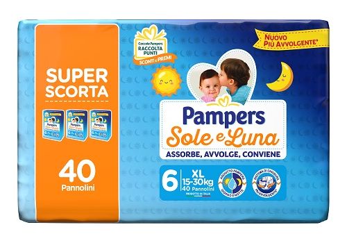 Pampers Sole e Luna pannolini 15-30kg taglia 6 xl 40 pezzi