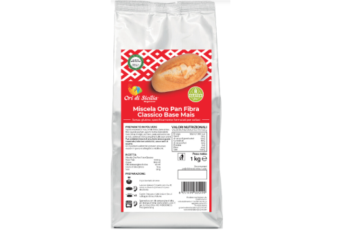 Ori di Sicilia miscela oro pan fibra base mais preparato in polvere senza glutine 1kg