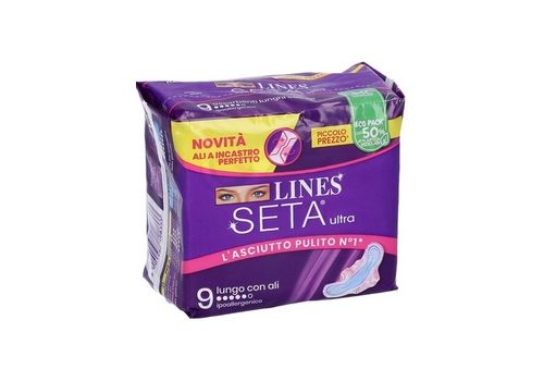 Lines Seta Ultra assorbenti lunghi con ali 9 pezzi
