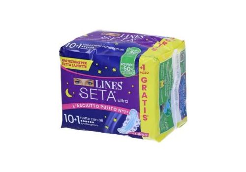 Lines Seta Ultra assorbenti notte con ali 11 pezzi