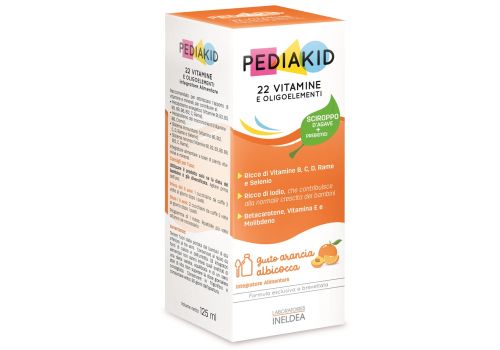 Pediakid 22 vitamine e oligoelementi integratore per bambini gusto arancia albicocca sciroppo 125ml