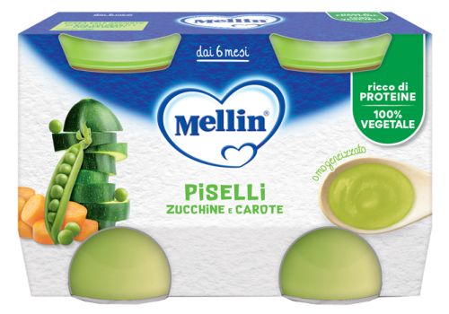 Mellin piselli zucchine e carote omogeneizzato 2 x 130 grammi  