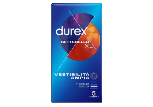 Durex Settebello XL vestibilità ampia per comfort e sicurezza 5 preservativi