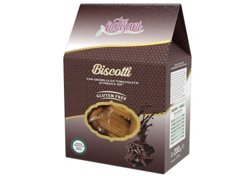 Natisani Biscotti con granella di cioccolato modica igp senza glutine 200 grammi