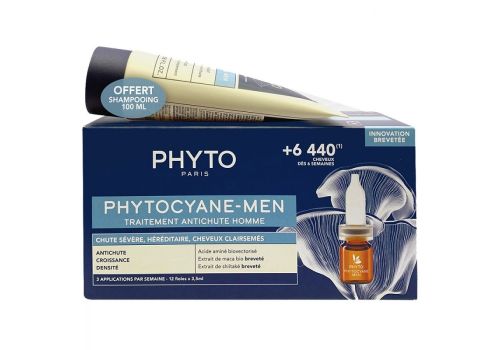 Phyto Phytocyane Men set anticaduta progressiva dei capelli 12 fiale x 3,5ml + shampoo rinvigorente 100ml