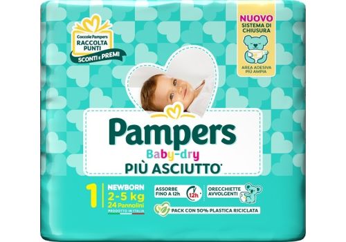 Pampers Baby Dry pannolini 2-5Kg taglia 1 newborn 24 pezzi