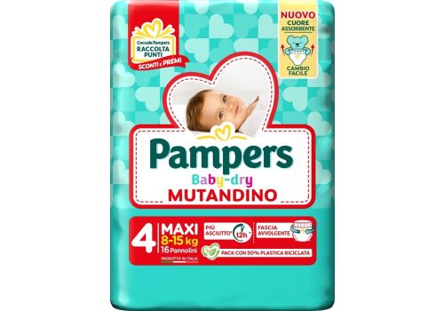 Pampers Baby Dry mutandino 8-15kg taglia 4 maxi 16 pezzi