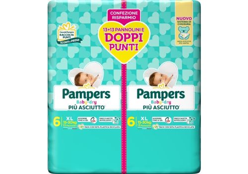 Pampers Baby Dry Duo pannolini 16-30kg taglia 6 extra large 26 pezzi