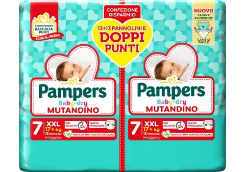 Pampers BabyDry Duo mutandino  17+ kg taglia 6 xxl 26 pezzi 