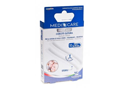 Medicare First Aid cerotti sutura sterili 3 x 75mm 10 pezzi