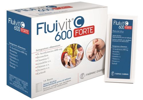 Fluivit C 600 Forte integratore per l'apparato respiratorio 14 bustine