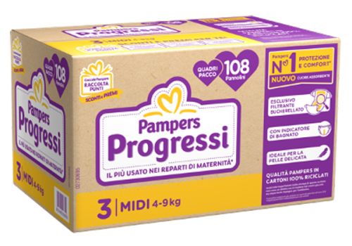 Pampers Progressi pannolini midi 4-9kg taglia 3 108 pezzi