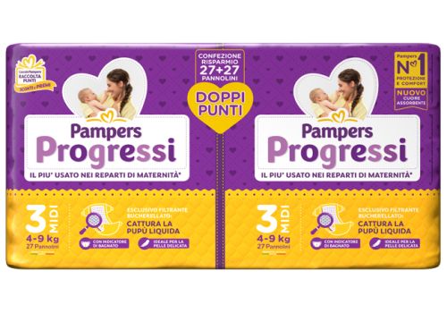 Pampers Progressi pannolini 4-9kg taglia 3 midi pacco doppio 54 pezzi
