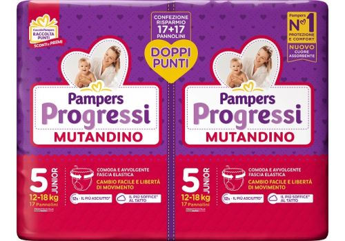 Pampers Progressi mutandino 12-18 kg taglia 5 junior 34 pezzi