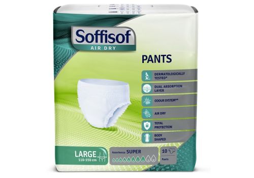 Soffisof Air Dry Pants Super pannolloni mutandina per incontinenza taglia l 10 pezzi