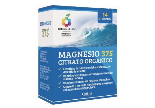 Magnesio 375 citrato organico integratore ad azione tonica 14 stick pack