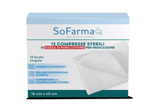 Sofarma+ garza sterile in cotone 18 x 40cm 12 pezzi