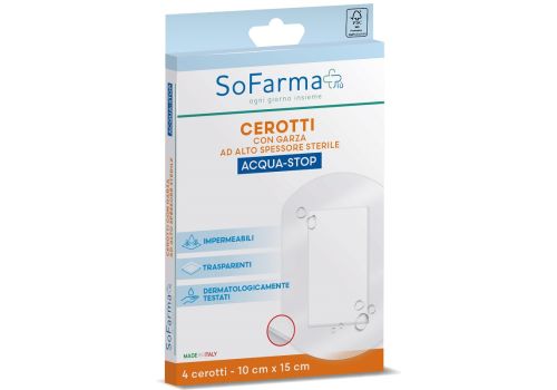 Sofarma+ cerotti acqua stop 10 x 15cm 4 pezzi