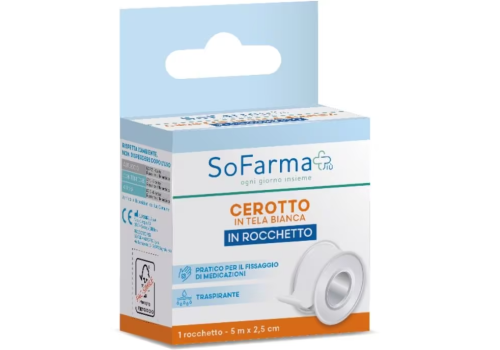 Sofarma+ cerotto in rocchetto tela 2,5cm x 5m