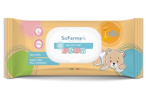 Sofarma+ salviettine baby al miele 72 pezzi 