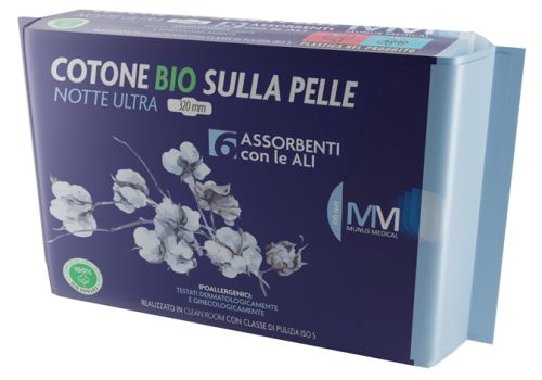 Munus Medical assorbenti notte ultra in cotone bio con ali assorbenza elevata 6 pezzi