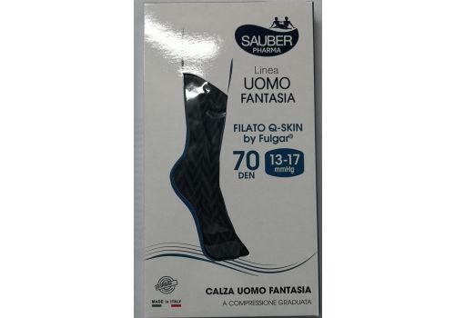 Sauber Linea Uomo Fantasia Filato Q-Skin 13-17 mmHg calza 70 denari spiga nero taglia S/M
