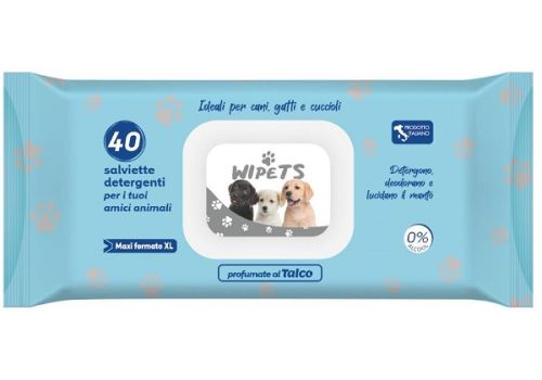 Wipets salviette igienizzanti con talco per cani gatti e cuccioli 40 pezzi