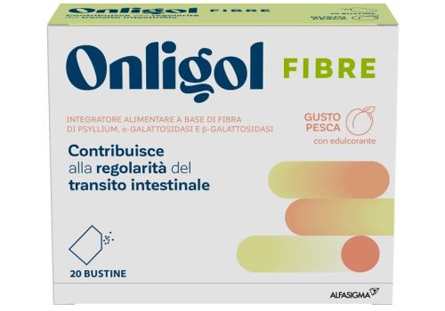 Onligol Fibre integratore per la regolarità del transito intestinale 20 bustine gusto pesca