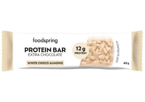 Foodspring Protein Bar Extra Chocolate barretta proteica gusto cioccolato bianco e mandorle 45 grammi