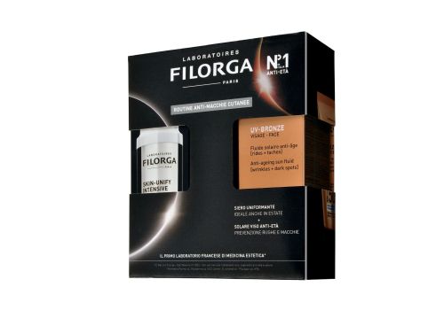 Filorga cofanetto solare Skin-Unify Intensive siero uniformante + UV-Bronze spf 50+ solare viso anti-età | offerta speciale