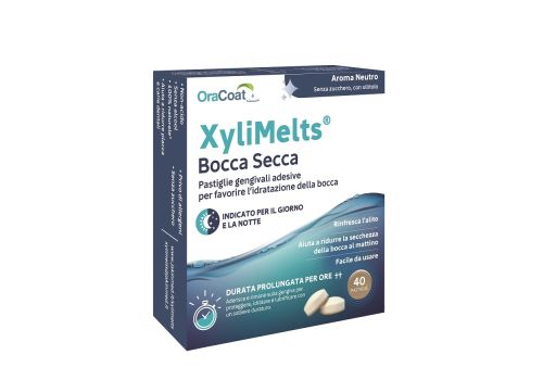 Xylimelts bocca secca pastiglie gengivali adesive per idratazione della bocca aroma neutro 40 pastiglie