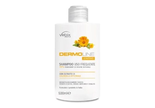 Vebix Dermoline shampoo lenitivo per uso frequente con estratti di calendula 500ml