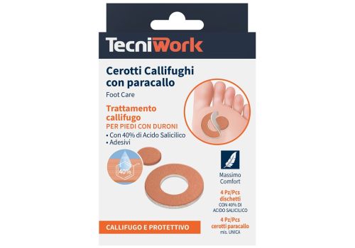 Tecniwork cerotto callifughi e protettivi per calli e duroni 4 dischetti + 4 cerotti