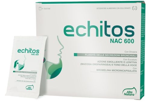 Echitos Nac 600 integratore per la tosse e il tono della voce 14 bustine