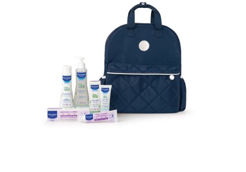 Mustela zaino borsa con detergente 200ml + pasta cambio 50ml + fluido 300ml+ hydra crema 40ml