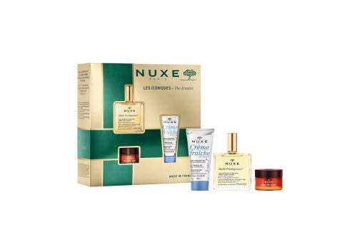 Nuxe Les Iconiques cofanetto con olio secco 50ml + crema idratante 30ml + balsamo labbra 15 grammi