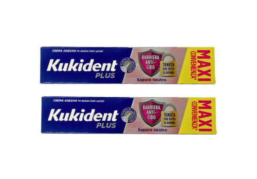 Kukident Plus crema adesiva per dentiere totali e parziali bipacco 2 x 57 grammi