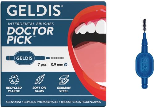 Geldis doctor pick scovolini interdentali per pulizia denti colore blu 0,9mm 7 pezzi