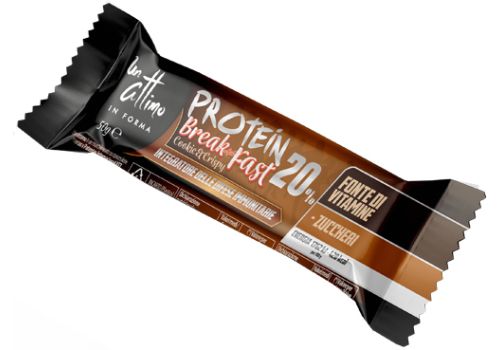 Protein bar 20% break&fast integratore per la colazione proteica con barretta al cioccolato 50 grammi
