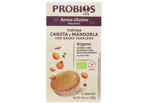 Probios Tortina carota e mandorla con grano saraceno senza glutine 4 x 35 grammi