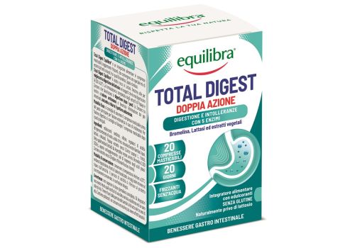 Equilibra Total Digest integratore con enzimi per digestione e intolleranze 20 compresse masticabili