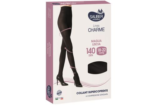 Sauber Linea Charme 18-22mmHg collant supercoprente maglia liscia 140 denari colore nero taglia 5