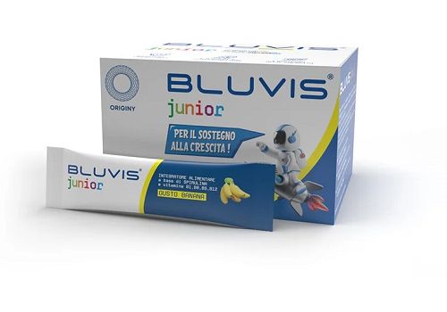 Bluvis Junior integratore per il sistema immunitario e sistema nervoso 20 stick gusto banana  