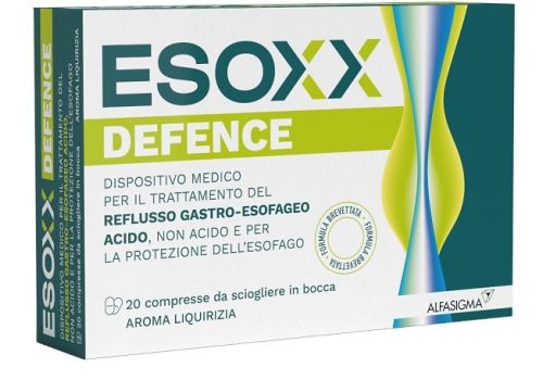 Esoxx defence dispositivo medico per il trattamento del reflusso gastro-esofageo 20 compresse aroma liquirizia