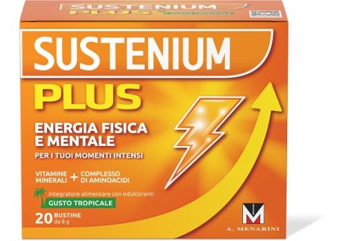 Sustenium plus energia fisica e mentale integratore di vitamine e minerali 20 bustine gusto tropicale 