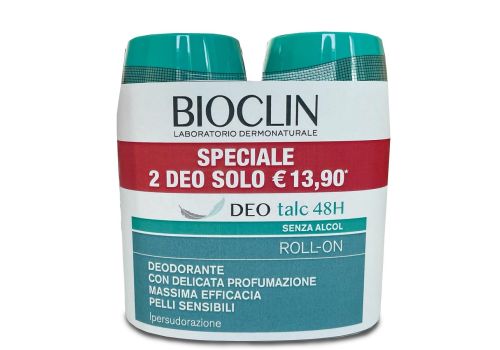 Bioclin deo talc 48h deodorante ipersudorazione pelli sensibili roll-on 2 x 50ml