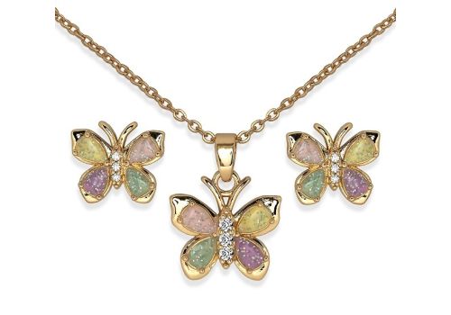 Biojoux butterfly parure con collana e orecchini acciaio medicale gold plated