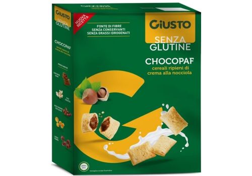 Giusto senza glutine chocopaf cereali ripieni alla nocciola 250 grammi
