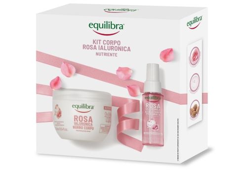 Equilibra kit corpo rosa ialuronica nutriente con burro corpo 300ml + acqua corpo profumata 50ml