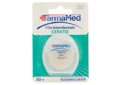 FarmaMed filo interdentale cerato al fluoro e menta pulizia profonda 50 metri